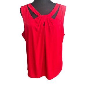 Nine West Shirt Women XL Red Tank Sleeveless Cut Out Blouse